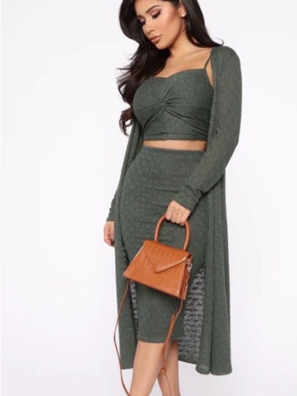 Fashion Nova Olive Green Knit Duster - Duster only! NWT!